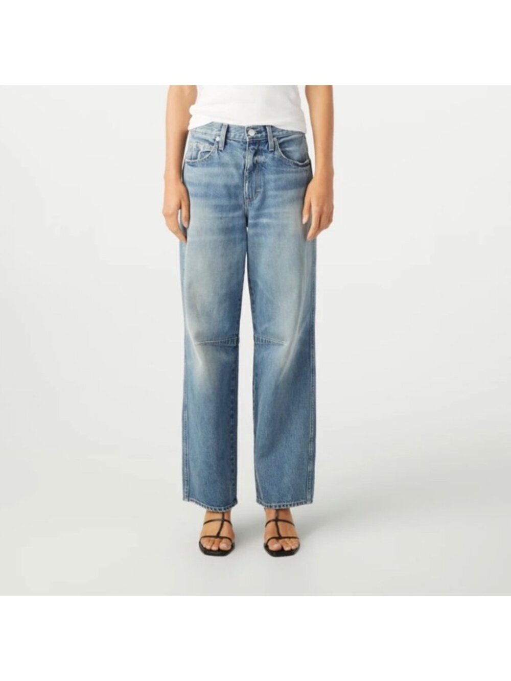 AMO Sandra Baggy Low Slung Loose Fit Wide Straight Leg 27 Jean Denim